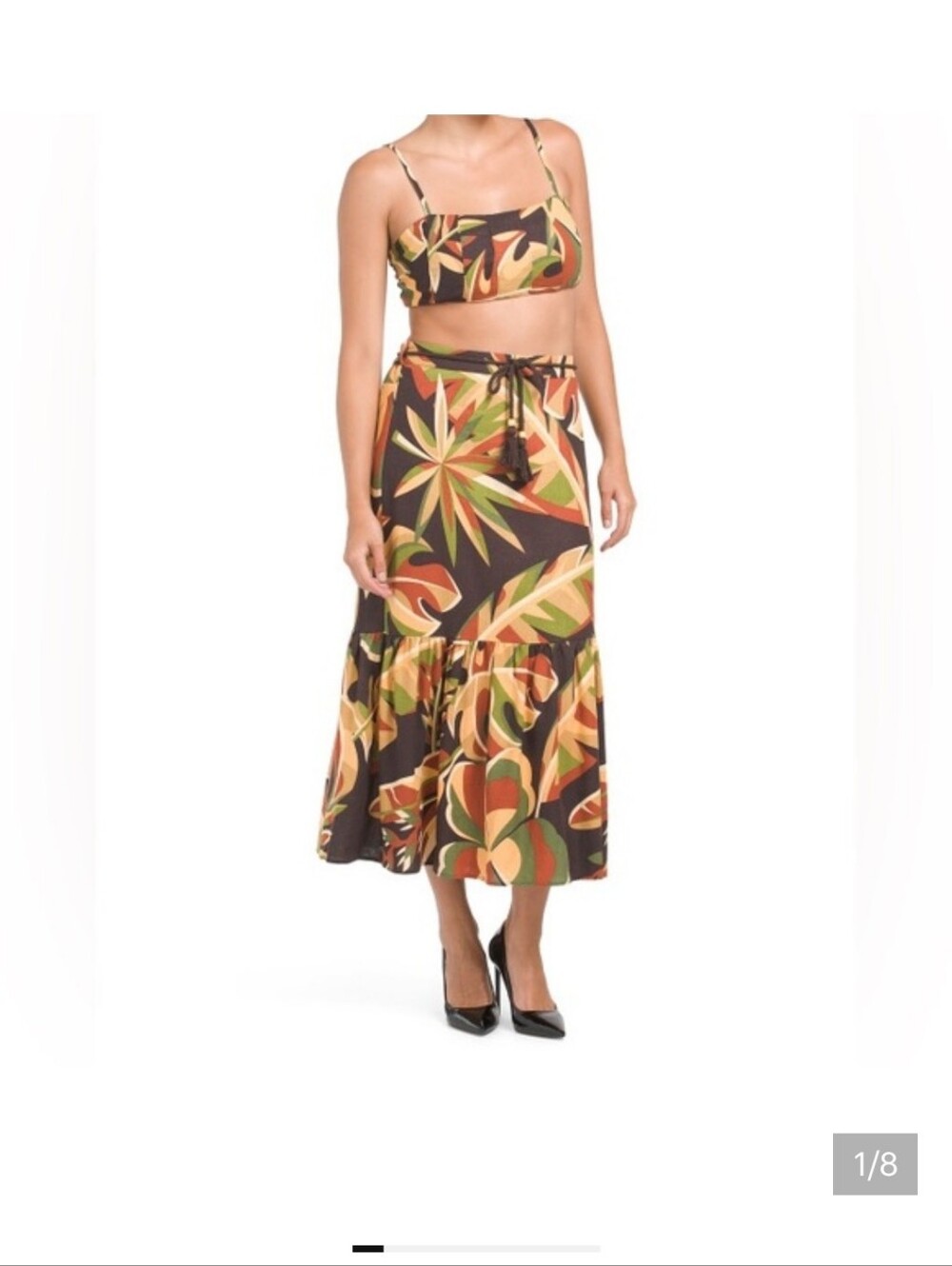 House of Harlow 1960 Linen Blend Tropical 2-Piece Skirt Set Size M